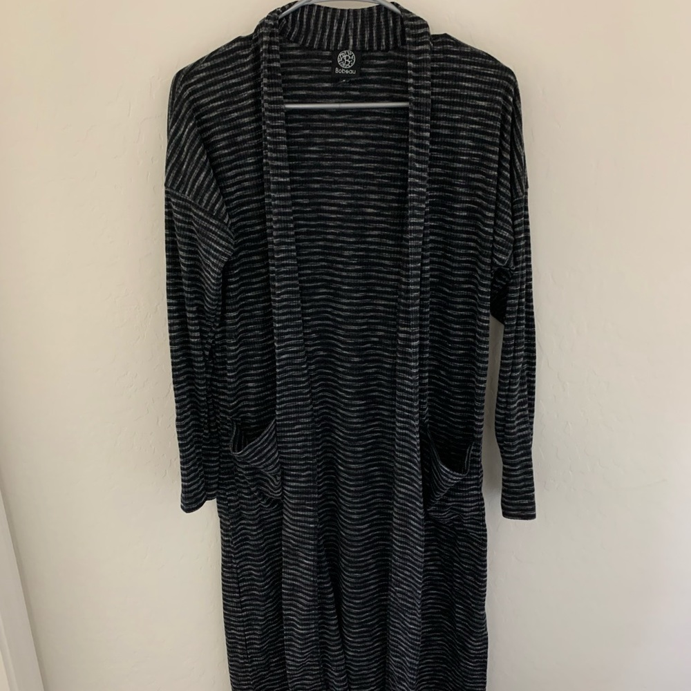 Heathered black floor length cardigan